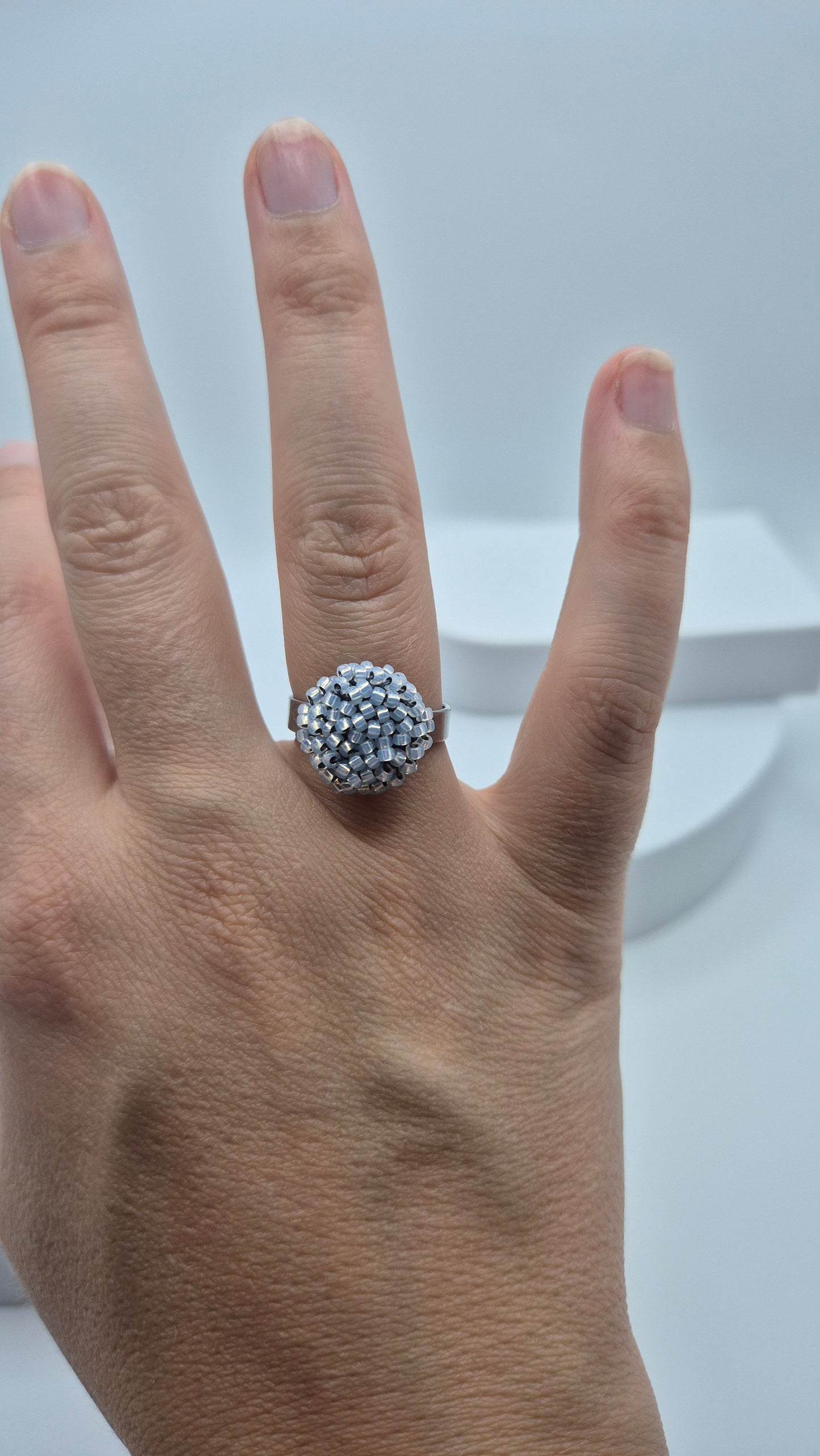 Ring DOT - Linse 12mm - 26mm | Edelstahl | Perlen 2mm