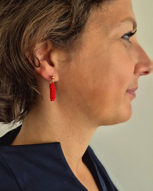 Ohr-Stecker Hänger STICK - Stäbchen 25mm | vergoldet | Perlen 1mm