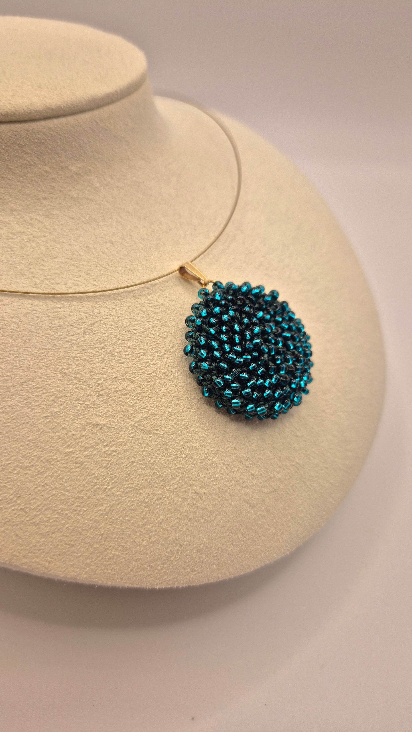 Kette LINNSI - Linse 32 mm | vergoldet | Perlen 3mm
