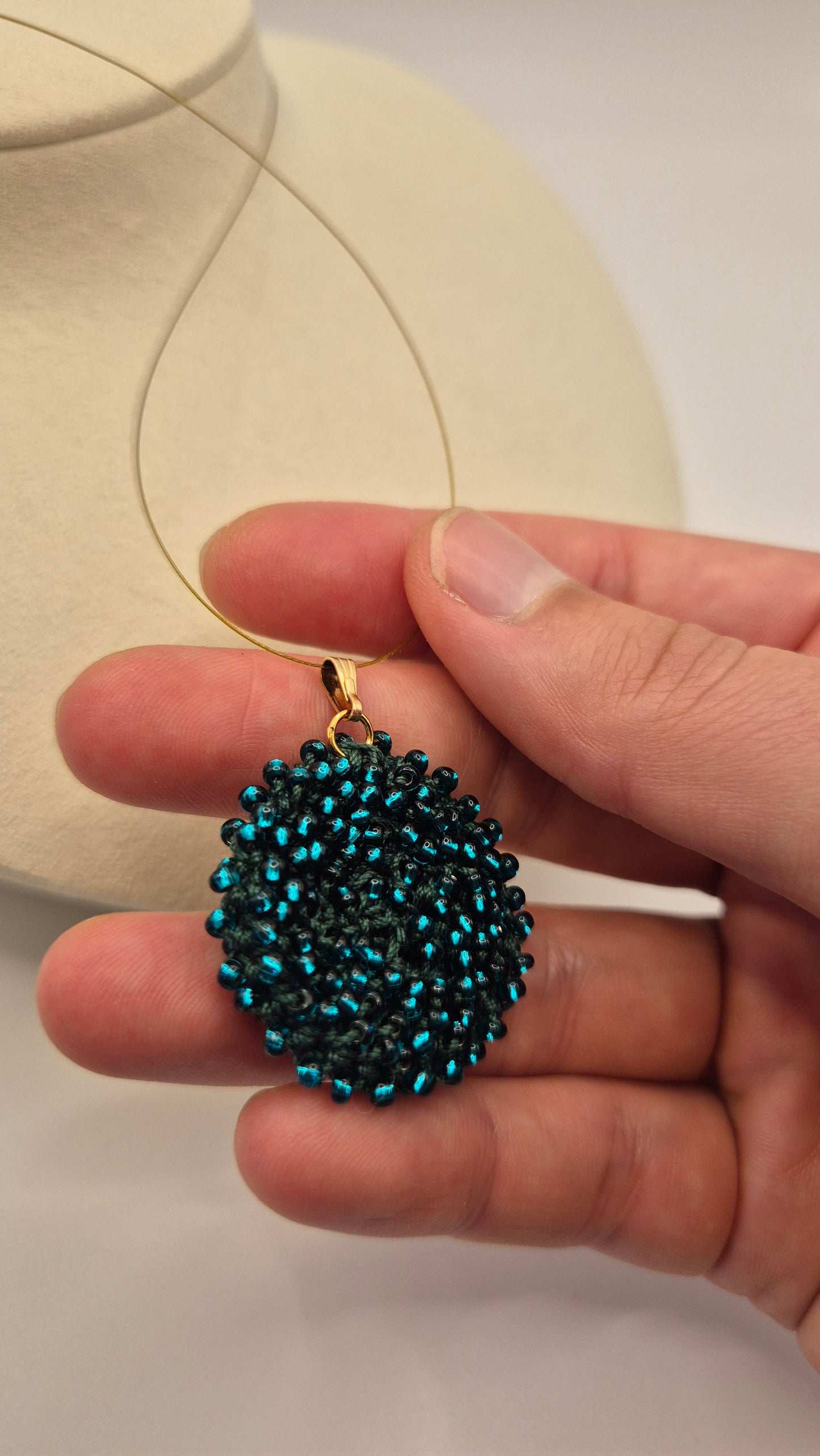 Kette LINNSI - Linse 32 mm | vergoldet | Perlen 3mm