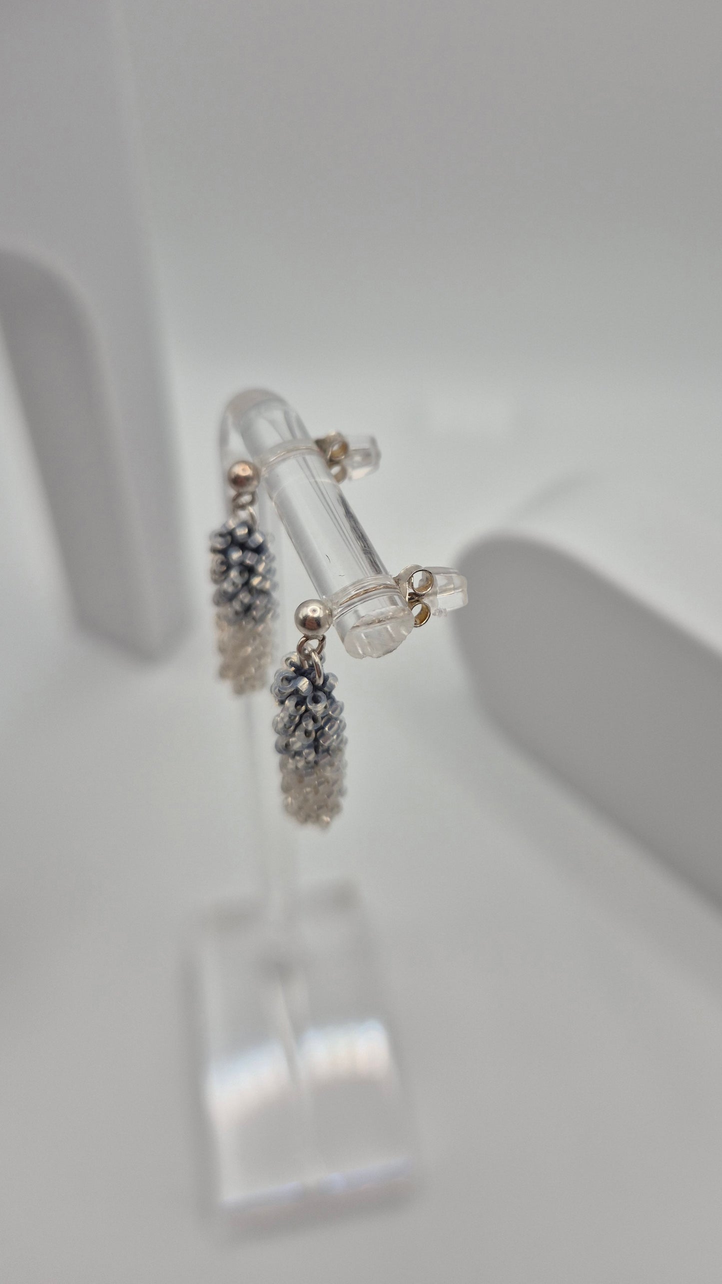 Ohr-Stecker Hänger STICK - Stäbchen 25mm | Silber | Perlen 1mm
