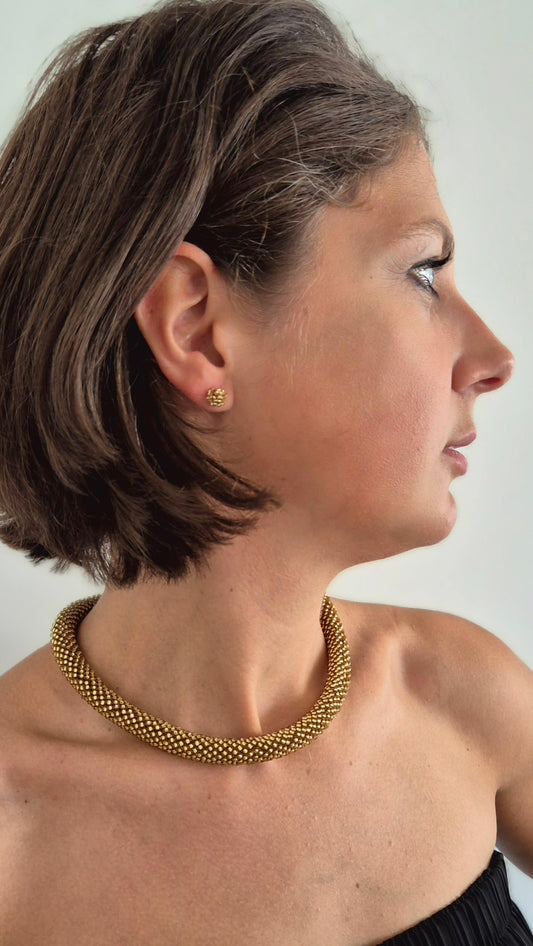 Halskette TUBE - Breite 13mm | Perlen 2,5mm