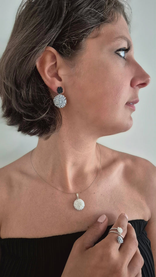 Ohr-Stecker Hänger 2-Teiler | Stecker 9mm | Linse 19mm | Perlen 1-2mm