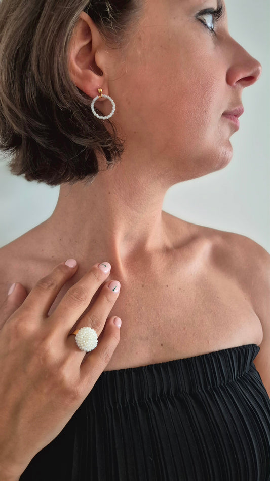 Ring DOT - Linse 12mm - 26mm | vergoldet | Perlen 2mm