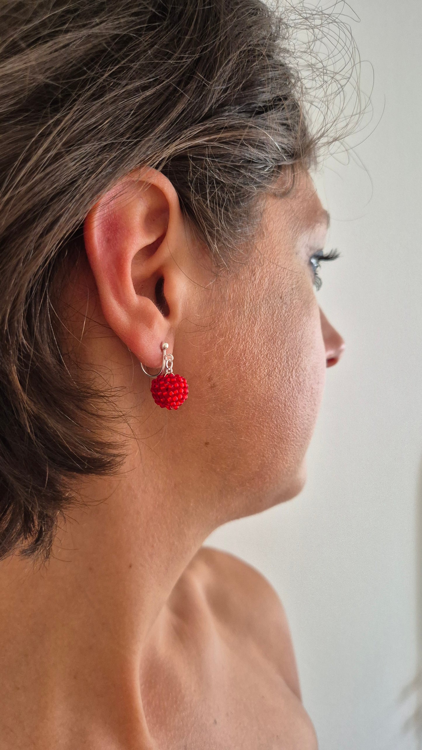 Ohrclips Hänger KUULA - Kugel 12mm | Silber | Perlen 2mm