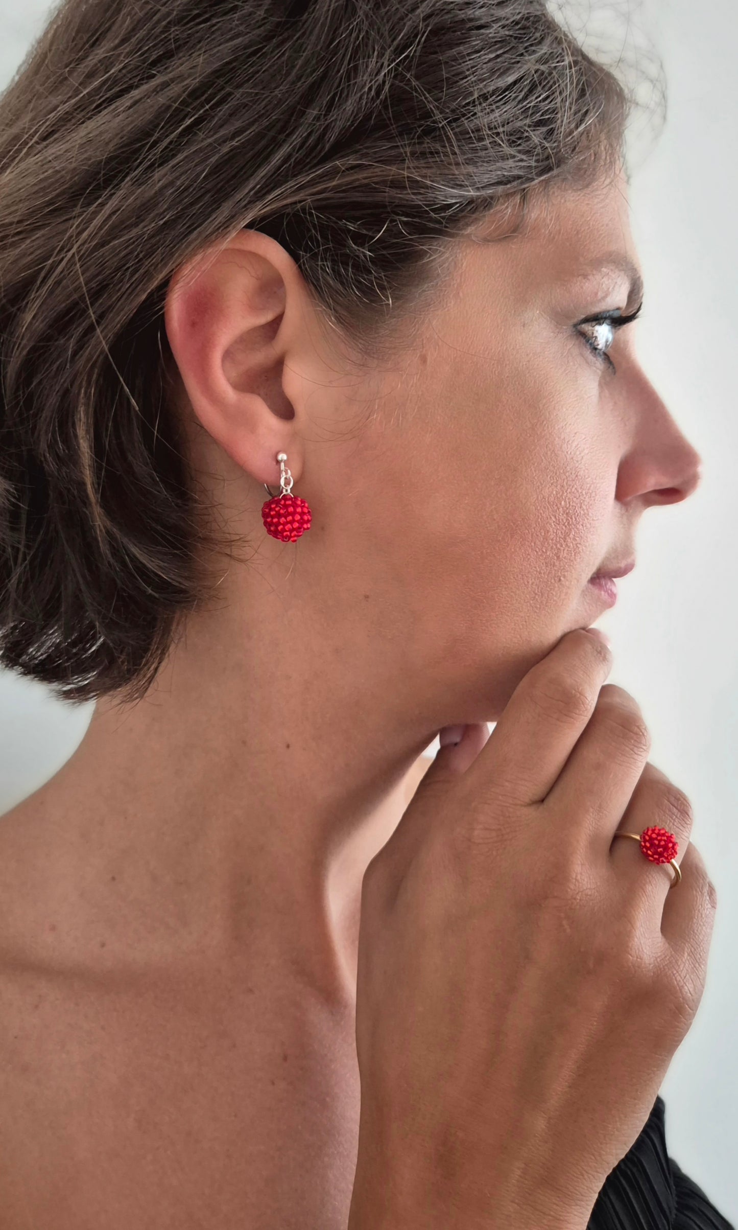 Ohrclips Hänger KUULA - Kugel 12mm | Silber | Perlen 2mm