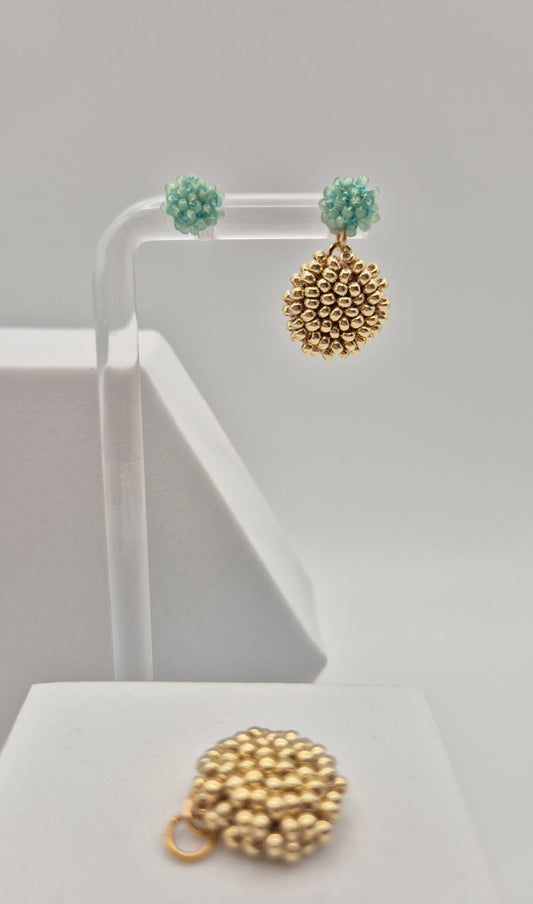 Ohr-Stecker Hänger 2-Teiler | Stecker 7mm | Linse 15mm | Perlen 1-2mm