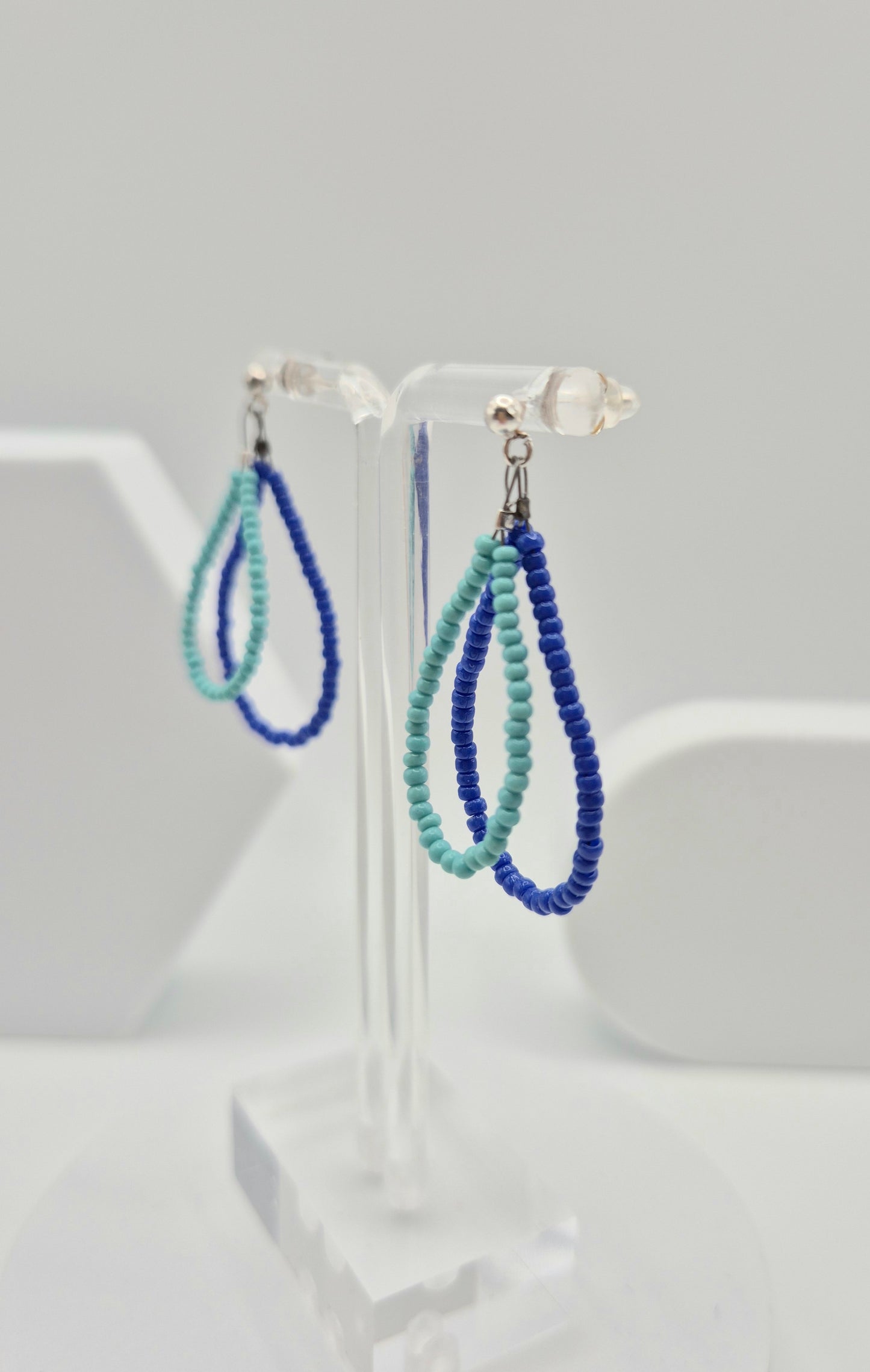 Ohr-Stecker Hänger DROPS | Tropfen 40mm | Perlen 2mm