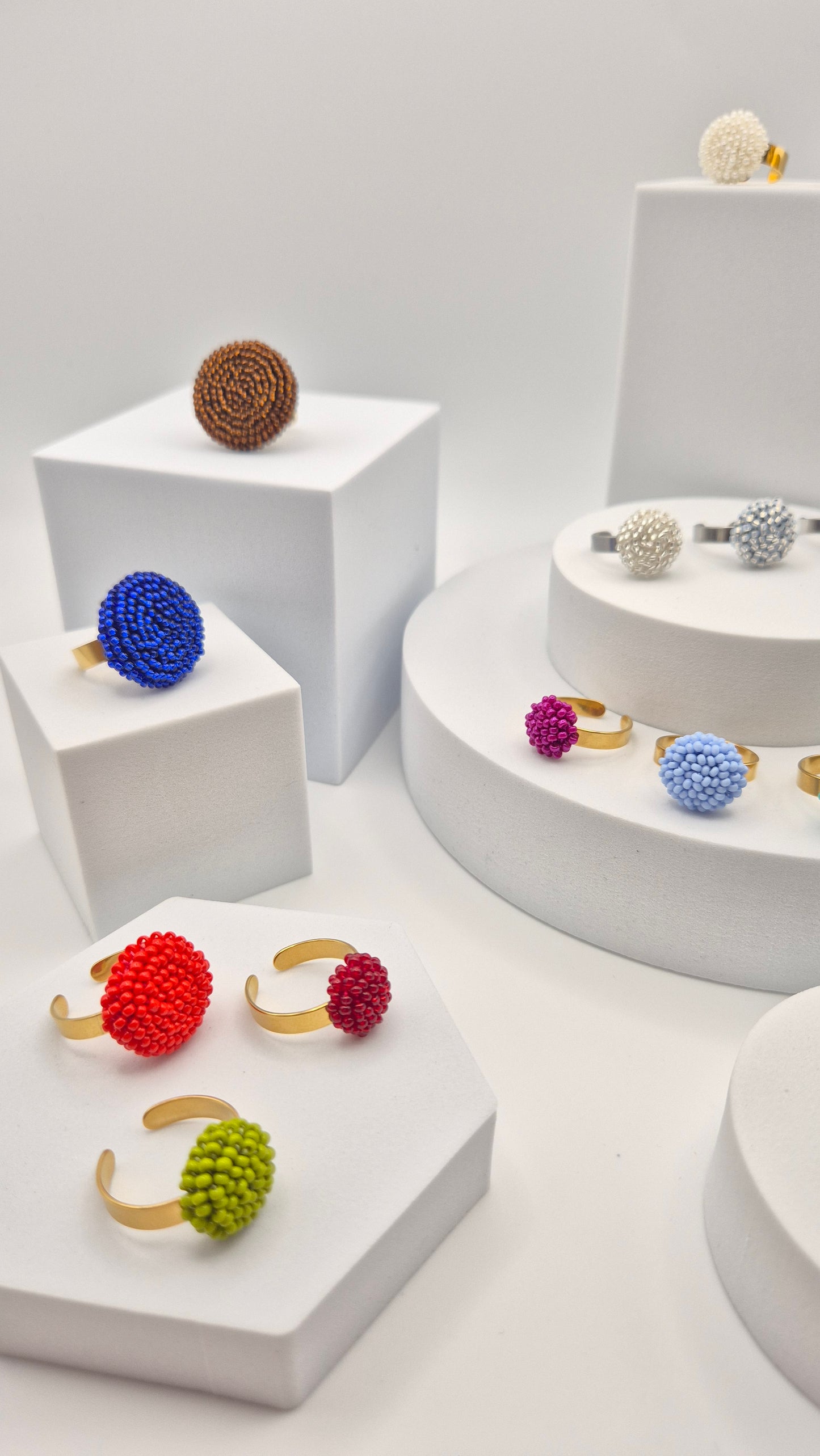Ring DOT - Linse 12mm - 26mm | vergoldet | Perlen 2mm