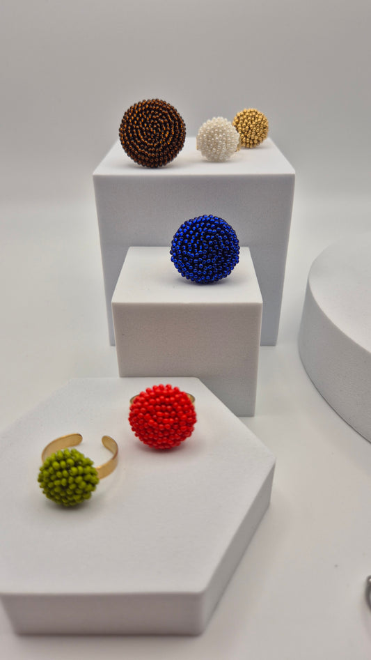 Ring DOT - Linse 12mm - 26mm | vergoldet | Perlen 2mm