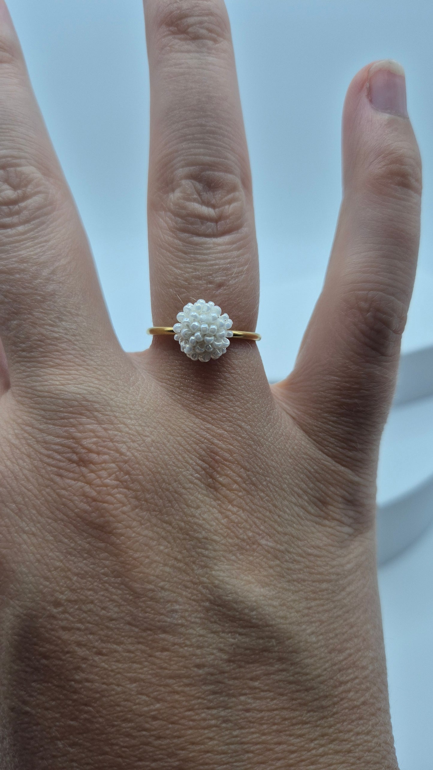 Ring DOT - Linse 8-10mm | vergoldet | Perlen 1mm