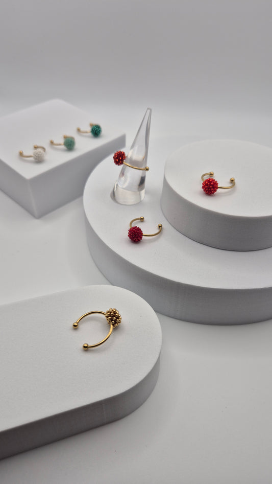 Ring DOT - Linse 8-10mm | vergoldet | Perlen 1mm