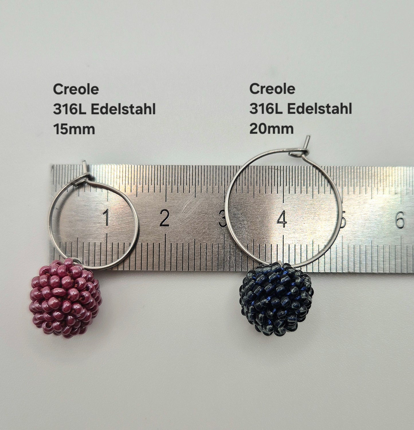 Creolen KUULA - Kugel 12mm | Edelstahl | Perlen 2mm