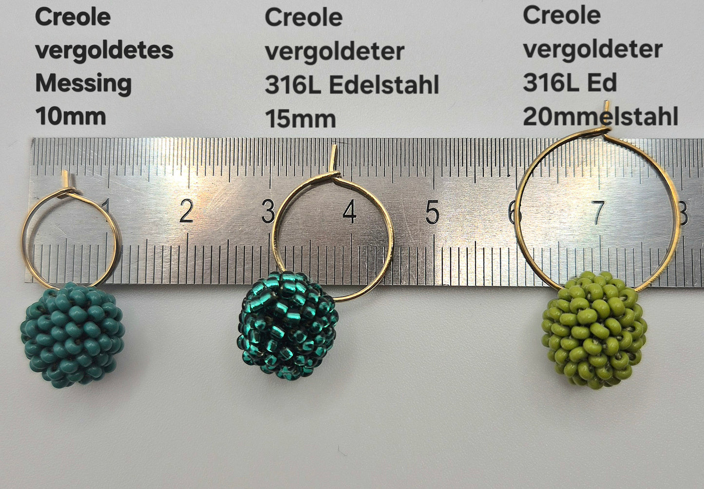 Creolen KUULA - Kugel 12mm | vergoldet | Perlen 2mm