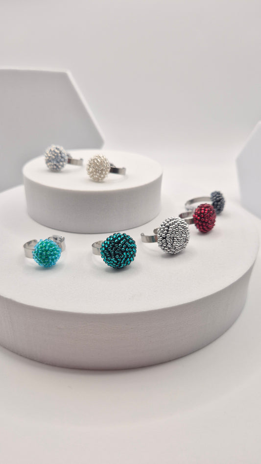 Ring DOT - Linse 12mm - 26mm | Edelstahl | Perlen 2mm