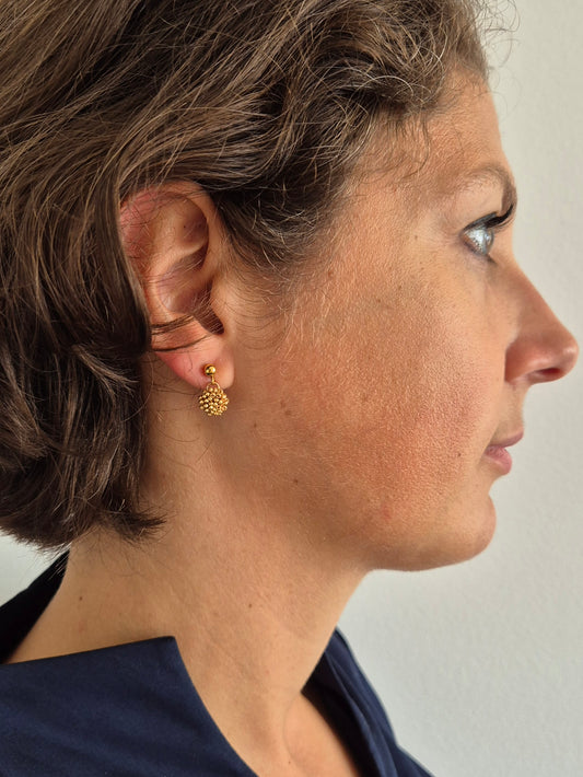 Ohr-Stecker Hänger LINNSI - Linse 10mm | vergoldet | Perlen 1mm
