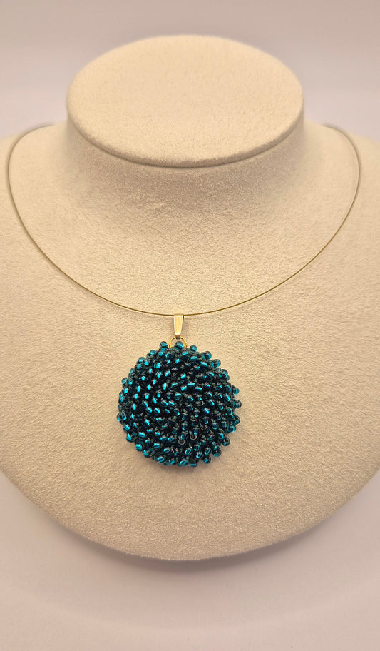Kette LINNSI - Linse 32 mm | vergoldet | Perlen 3mm