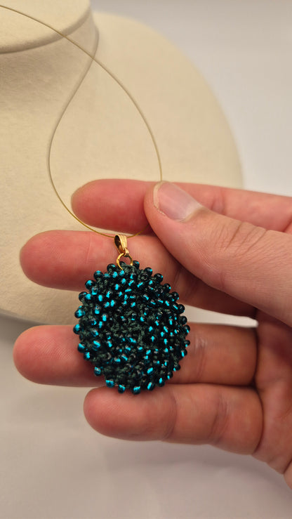 Kette LINNSI - Linse 32 mm | vergoldet | Perlen 3mm