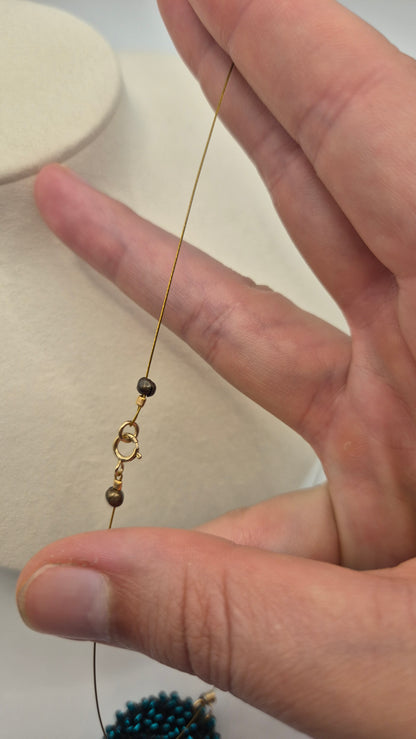 Kette LINNSI - Linse 32 mm | vergoldet | Perlen 3mm