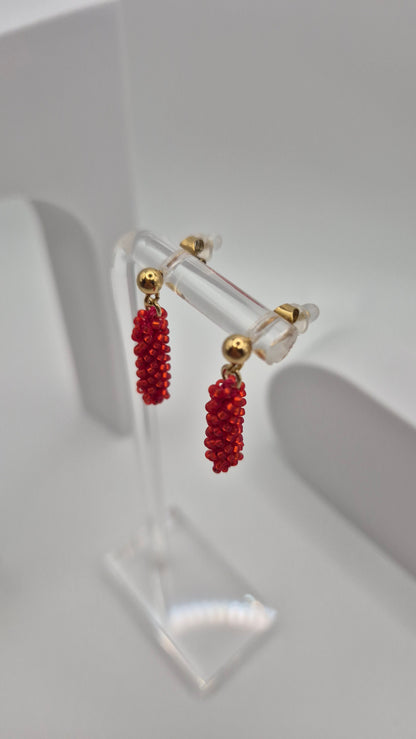 Ohr-Stecker Hänger STICK -  Stäbchen 25mm | vergoldet | Perlen  1mm