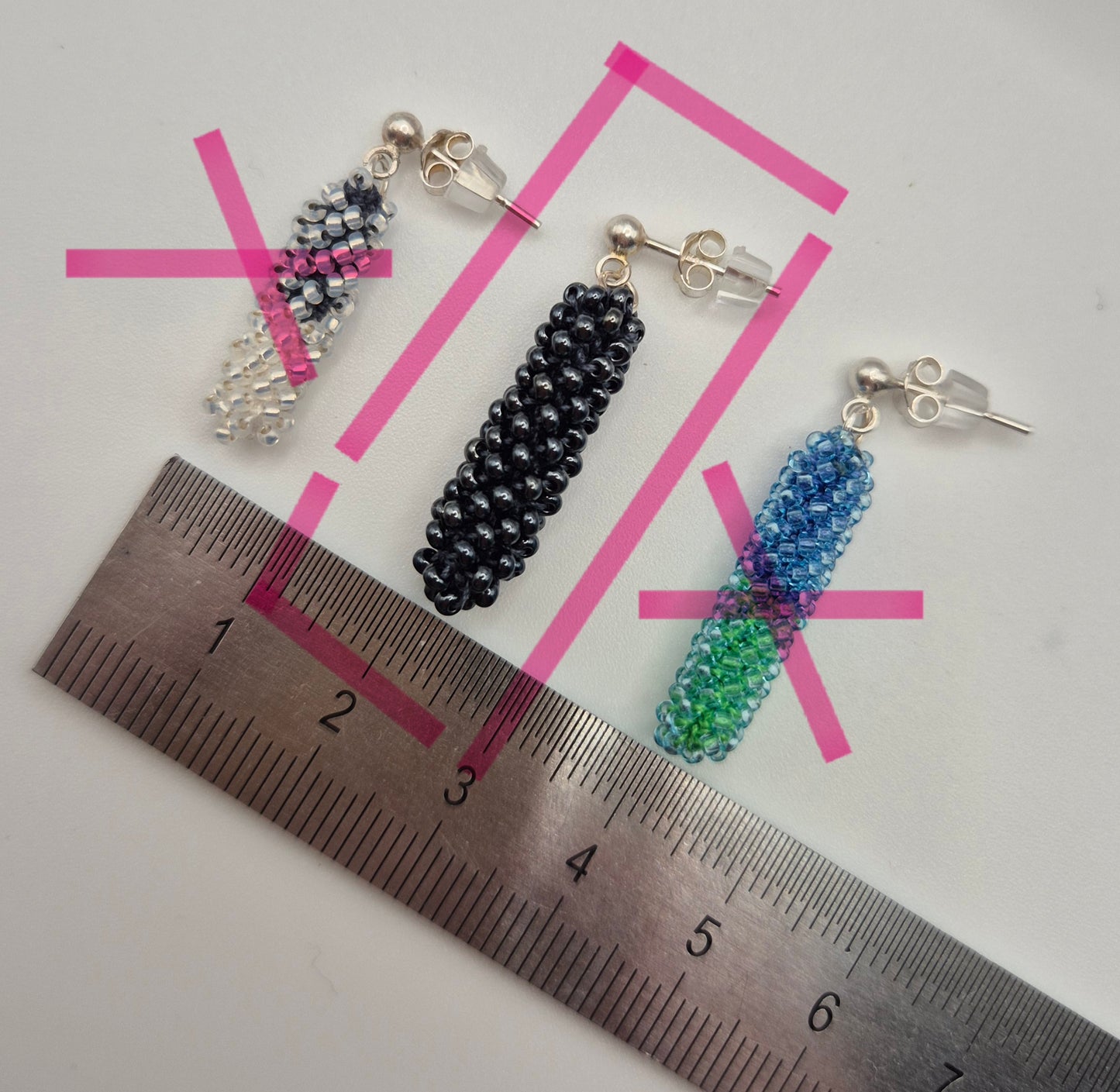Ohr-Stecker Hänger STICK - Stäbchen 30mm  | Perlen 2mm