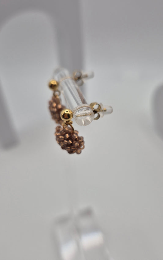 Ohr-Stecker Hänger LINNSI - Linse 11mm | vergoldet | Perlen 2mm