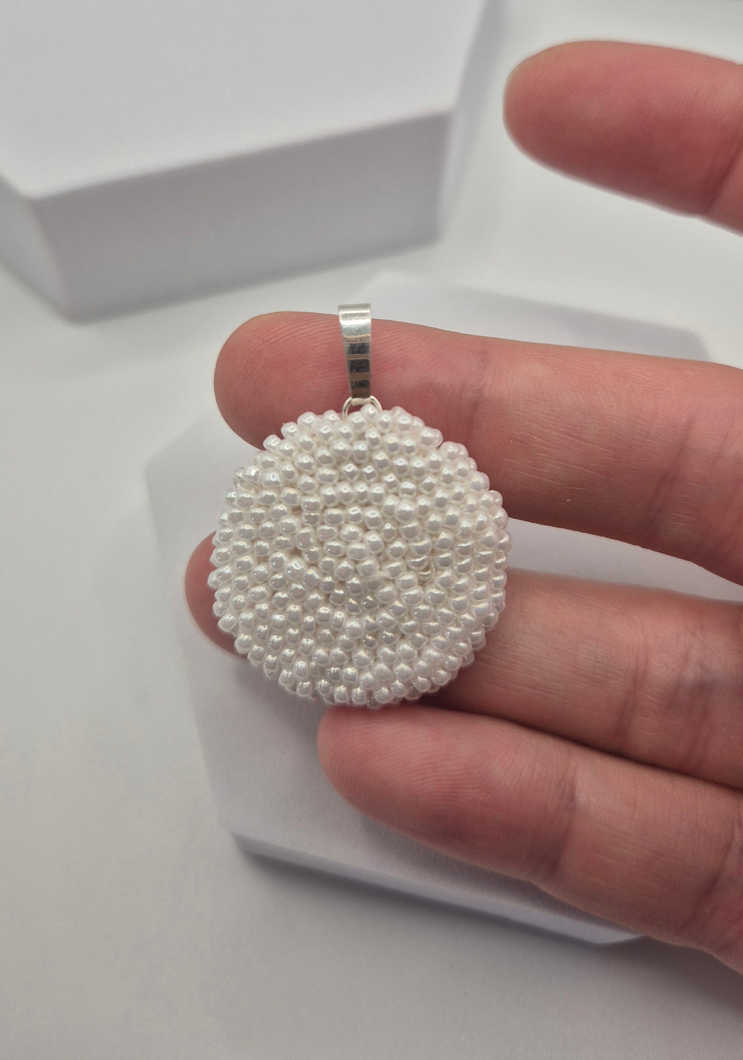 Kette LINNSI - Linse 28 mm | Silber | Perlen 2mm