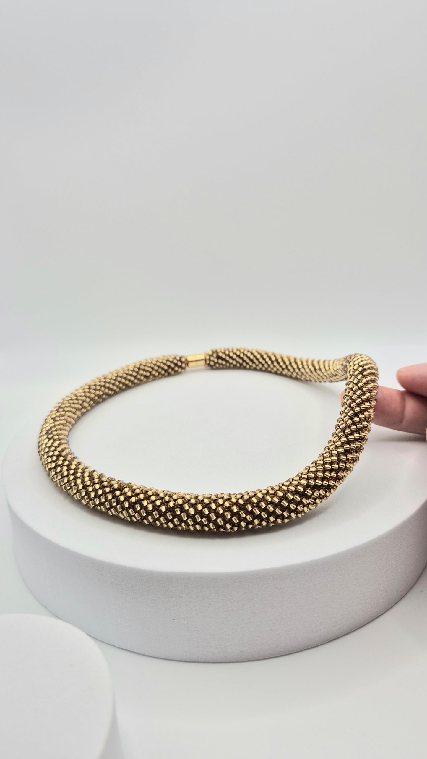Halskette TUBE - Breite 13mm | Perlen 2,5mm