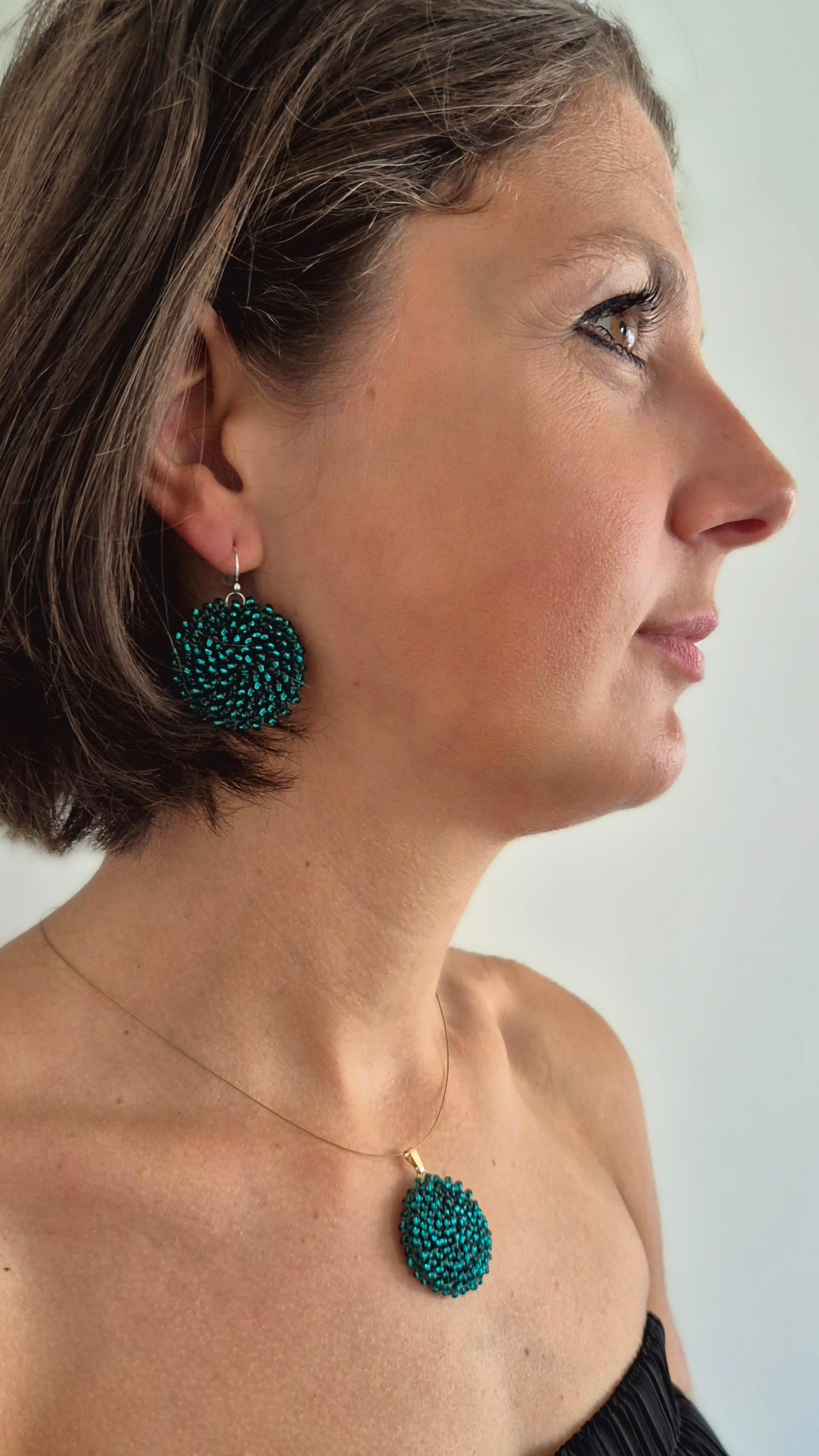Kette LINNSI - Linse 32 mm | vergoldet | Perlen 3mm
