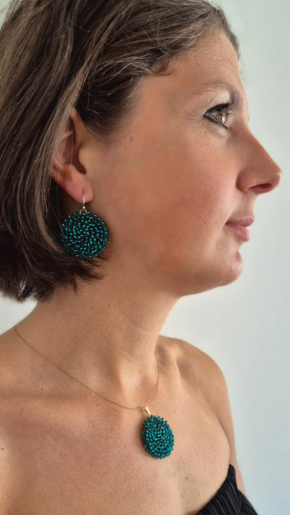 Kette LINNSI - Linse 32 mm | vergoldet | Perlen 3mm