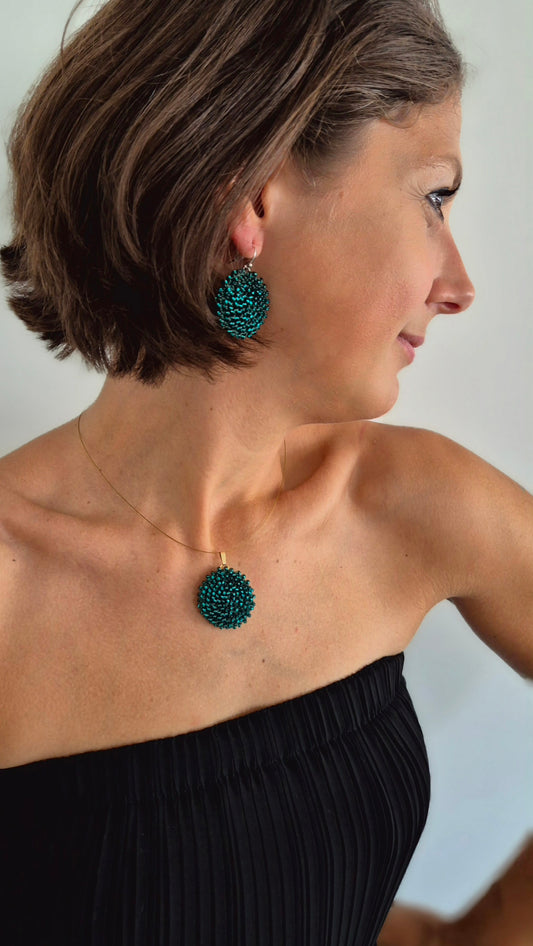 Kette LINNSI - Linse 32 mm | vergoldet | Perlen 3mm