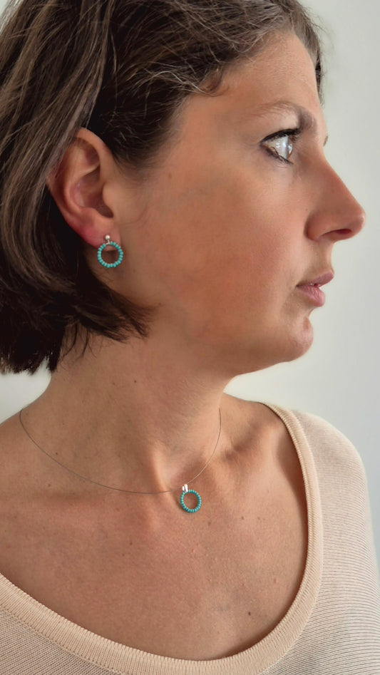 Ohr-Stecker Hänger RENGAS | Ring 13mm | Perlen 2mm