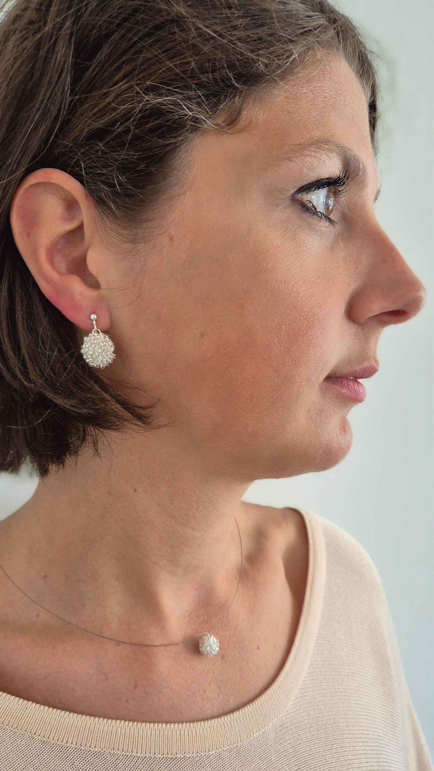 Ohrclips Hänger LINNSI - Linse 15 mm | Silber | Perlen 2mm
