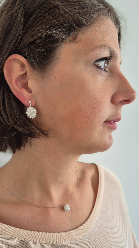 Ohrclips Hänger LINNSI - Linse 15 mm | Silber | Perlen 2mm