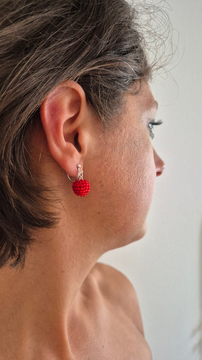 Ohrclips Hänger KUULA - Kugel 12mm | Silber | Perlen 2mm