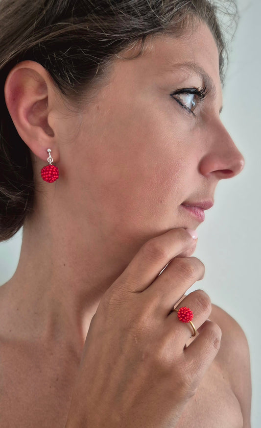 Ohrclips Hänger KUULA - Kugel 12mm | Silber | Perlen 2mm