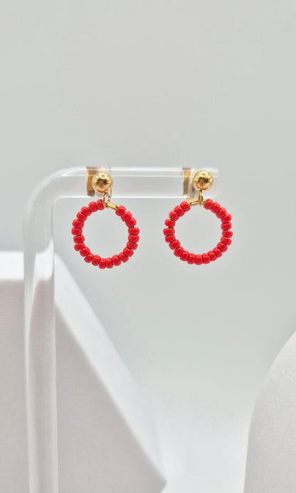 Ohr-Stecker Hänger RENGAS | Ring 13mm | Perlen 2mm