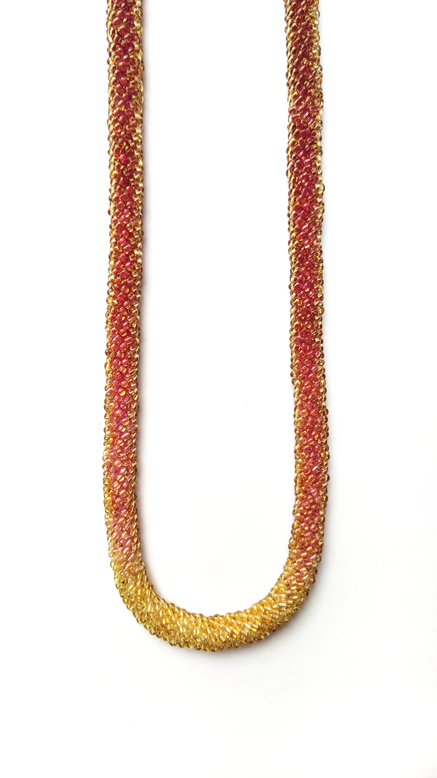 Halskette TUBE GRADIENT RED GOLD 01 Unikat - Breite 9mm | Perlen 2 mm