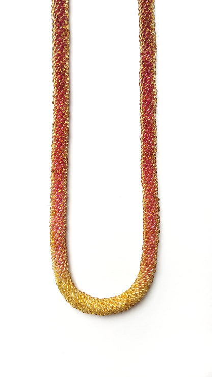 Halskette TUBE GRADIENT RED GOLD 01 Unikat - Breite 9mm | Perlen 2 mm