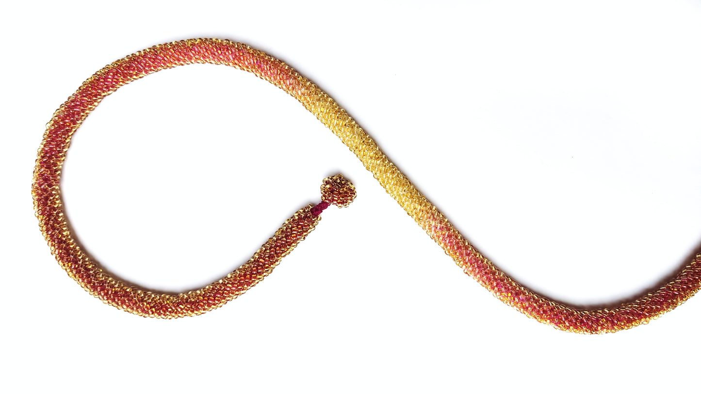 Halskette TUBE GRADIENT RED GOLD 01 Unikat - Breite 9mm | Perlen 2 mm