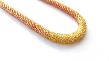 Halskette TUBE GRADIENT RED GOLD 01 Unikat - Breite 9mm | Perlen 2 mm