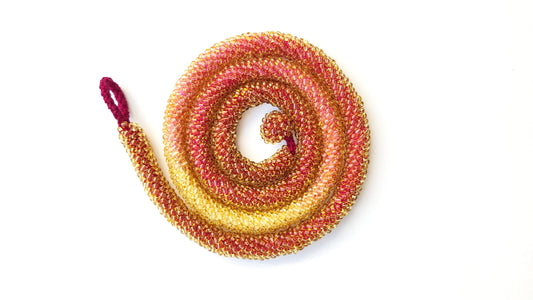 Halskette TUBE GRADIENT RED GOLD 01 Unikat - Breite 9mm | Perlen 2 mm