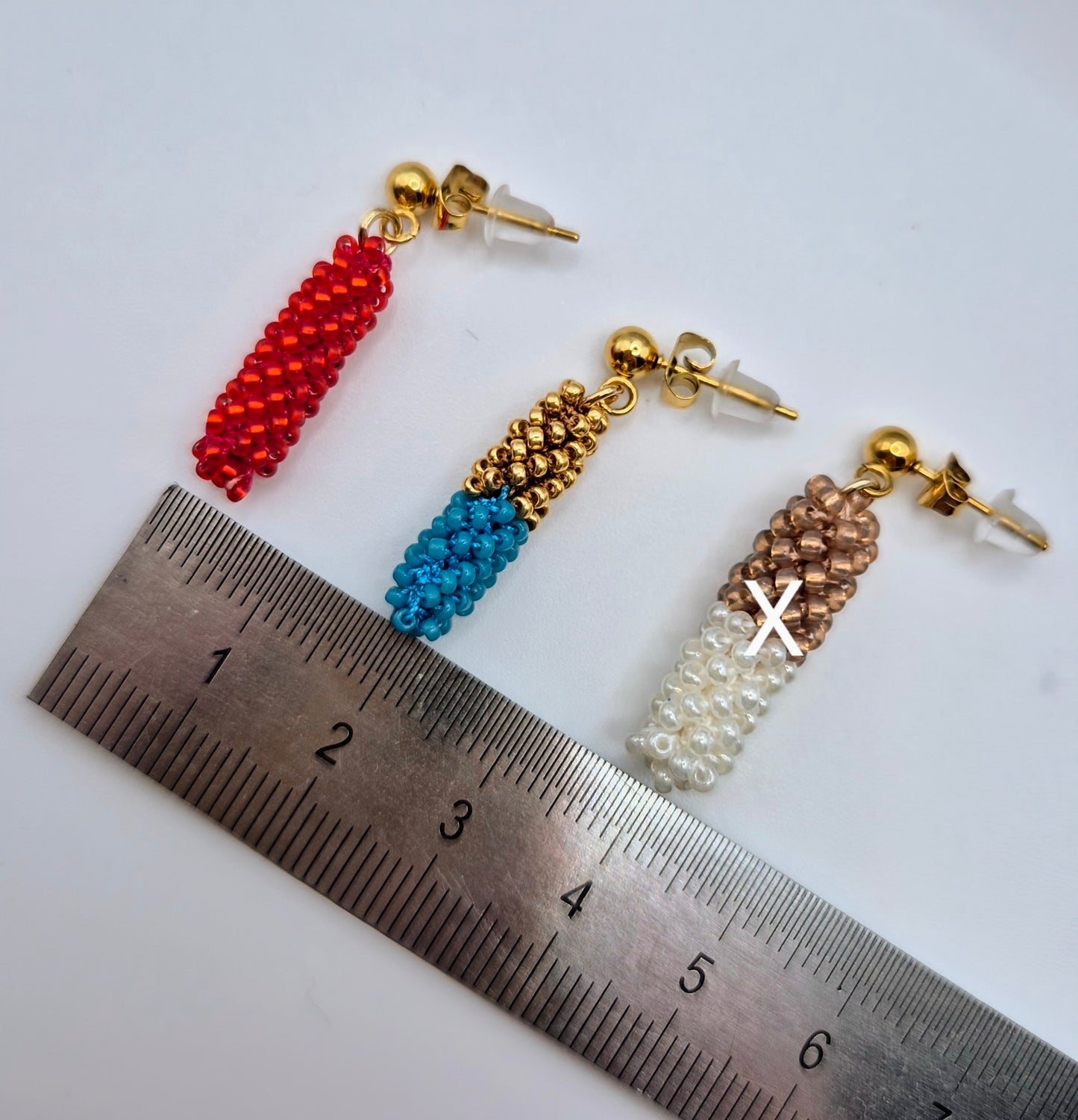 Ohr-Stecker Hänger STICK -  Stäbchen 25mm | vergoldet | Perlen  1mm